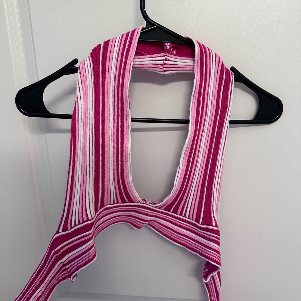 pink halter tie top